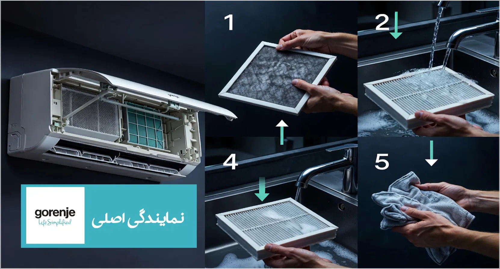 نحوه شست‌وشوی فیلتر کولر گازی گرنیه
